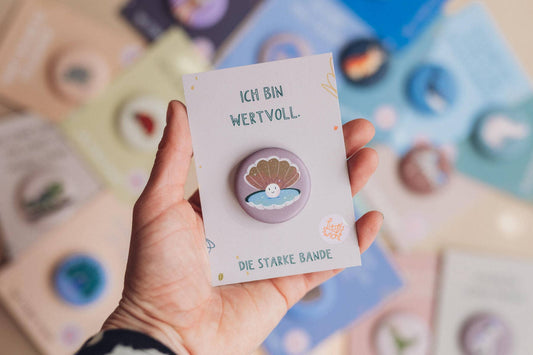 Button - Muschel - Ich bin wertvoll