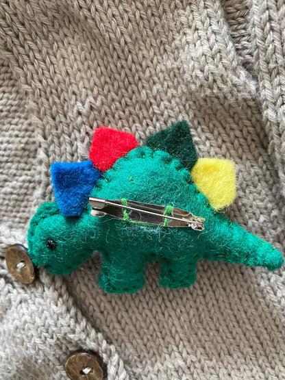 Filzanstecker - Dinosaurier Stegosaurus - dunkelgrün