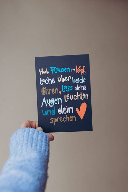 Affirmationskarte - Flausen - Blau