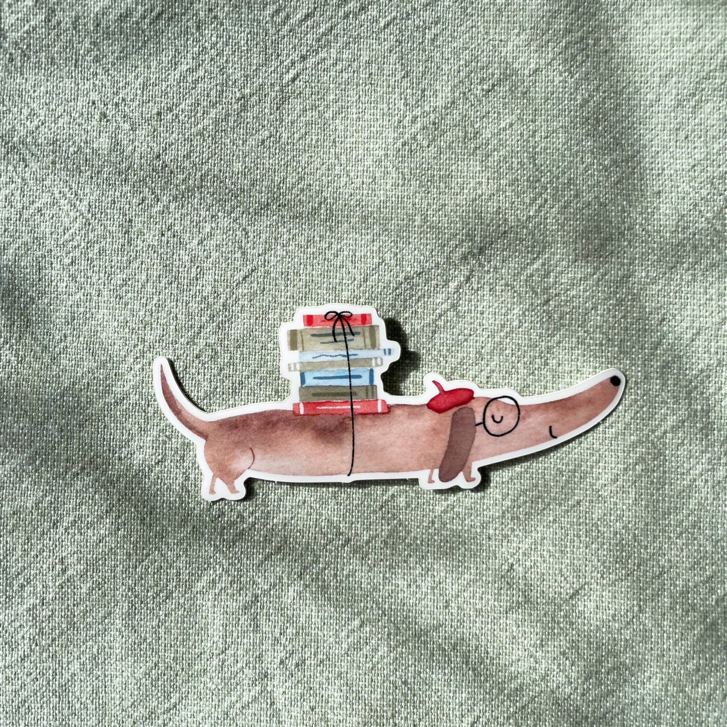 Sticker - Dackel mit Büchern 