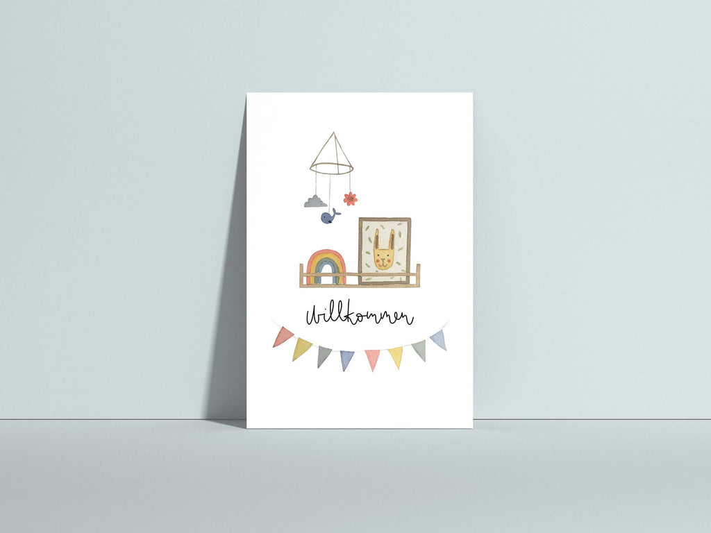 Postkarte Willkommen Kinderzimmer von Hannahs Firlefanz A6