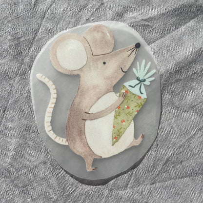 Bügelbild - Einschulung - Maus