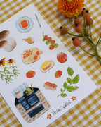 Stickerbogen Herbstleckereien von Asia Spettel A6 mit Herbstblumen