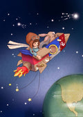 Postkarte Kleines Raumschiff von Belle & Boo A6