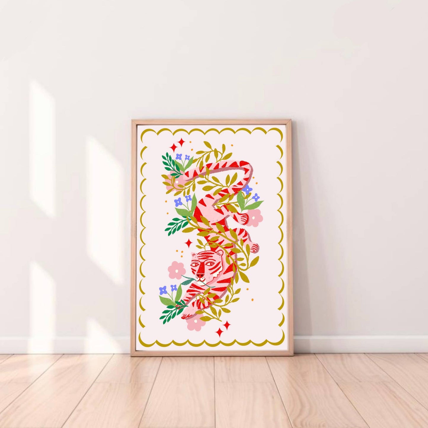 Print - Tiger und Blumen
