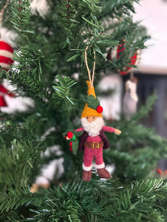Filzanhänger - Weihnachtswichtel Gelber Hut