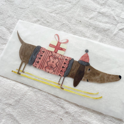 Bügelbild - Weihnachts-Dackel