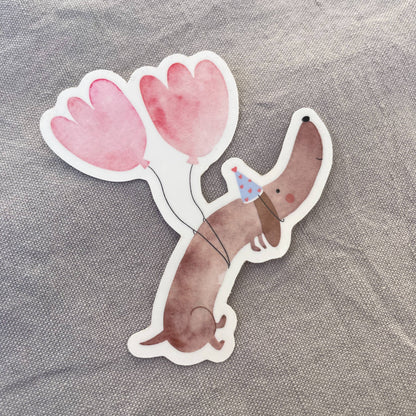 Stickerbogen - Dackel mit Luftballons