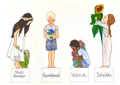 Bastelbogen - Kinder pflanzen Blumen