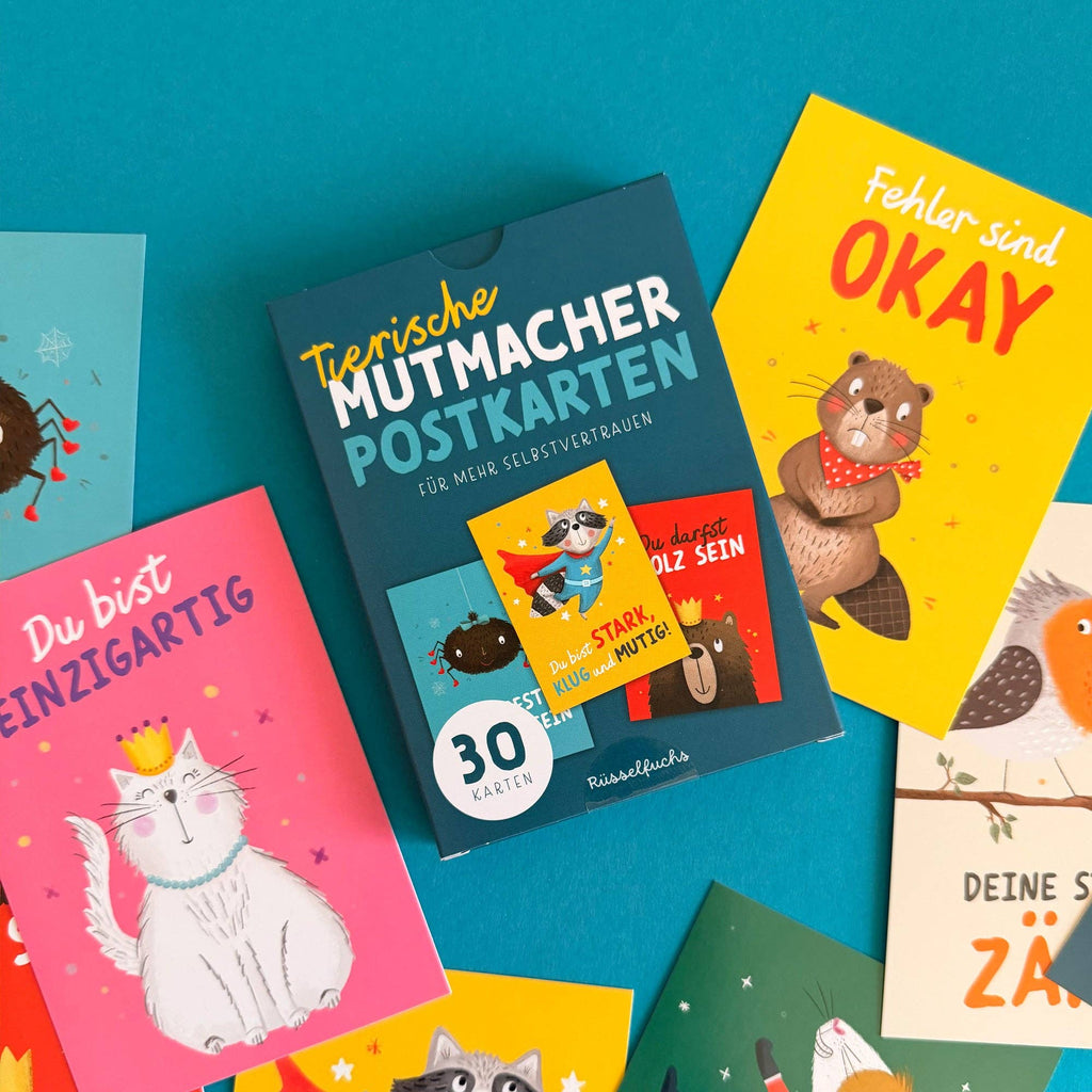 Mutmacher-Postkarten mit Tieren 30 Stück von Rüsselfuchs