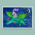 Kunstdruck Drache mit Ritter von Frau Ottilie A4