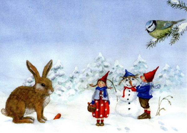 Postkarte Pippa und Pelle im Schnee von Daniela Drescher A6