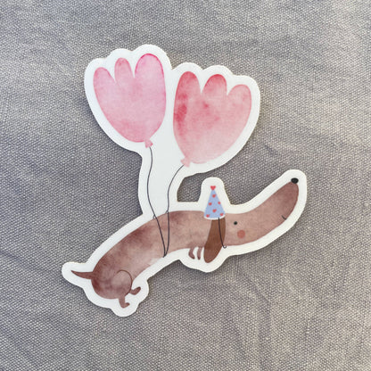 Stickerbogen - Dackel mit Luftballons