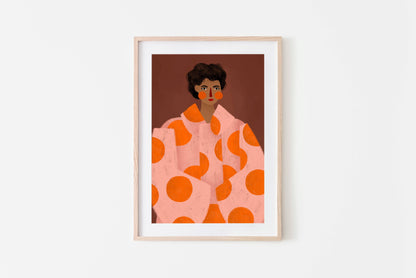 Die Frau mit den orangen Punkten - Kunstdruck A3