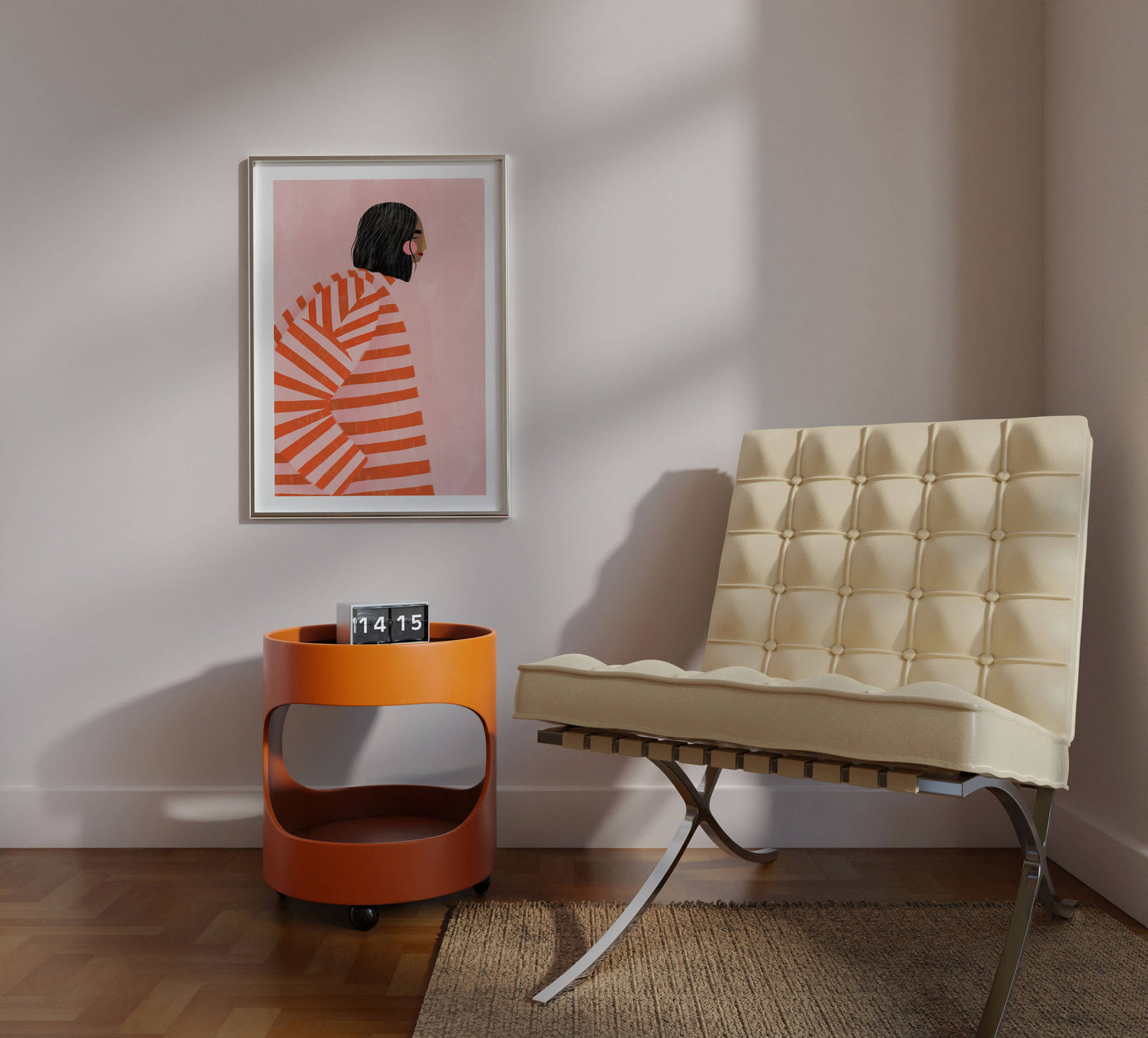 Die Frau mit den orangen Streifen - Kunstdruck A3