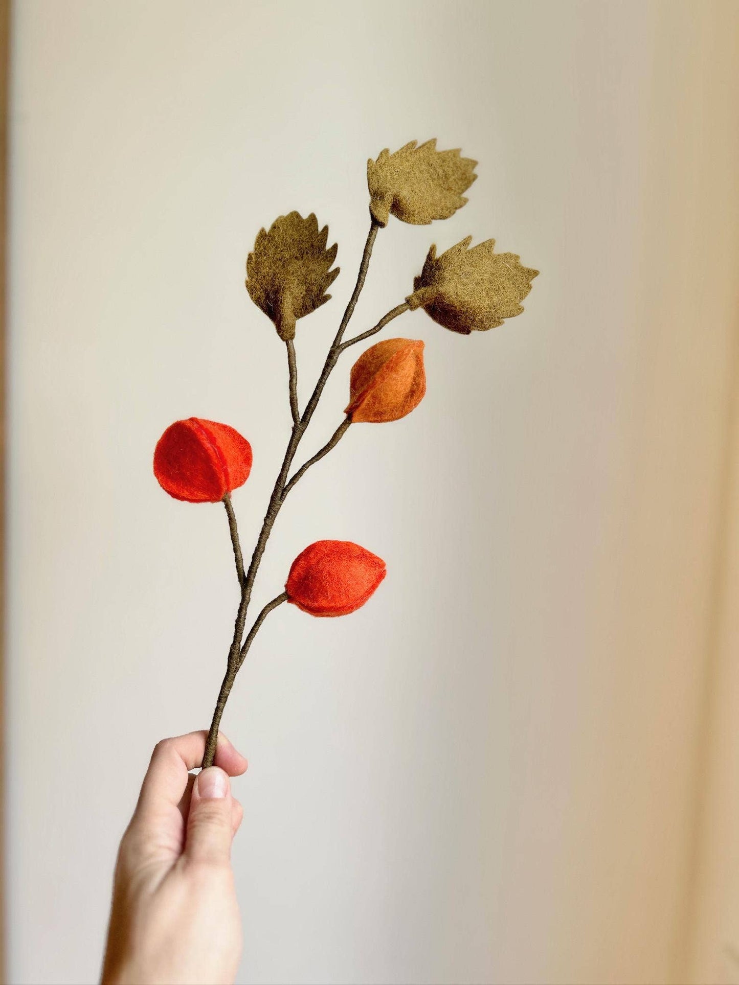 Filzdekoration - Physalis Beerenzweig