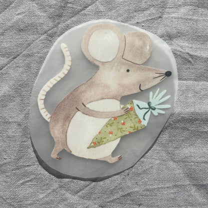 Bügelbild - Einschulung - Maus