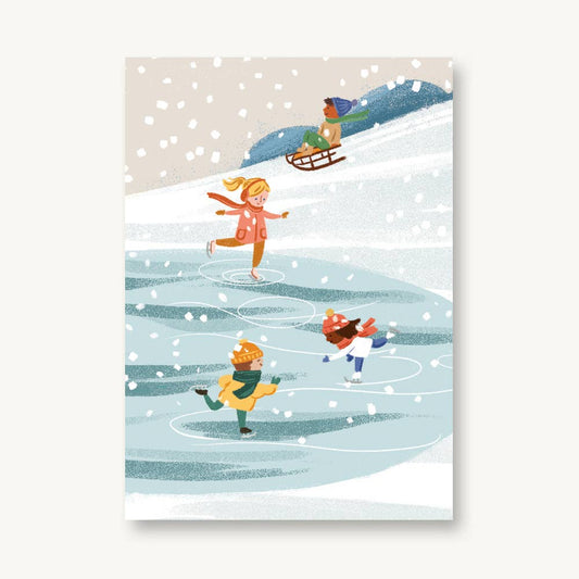 Winterkinder Schlittschuhlaufen