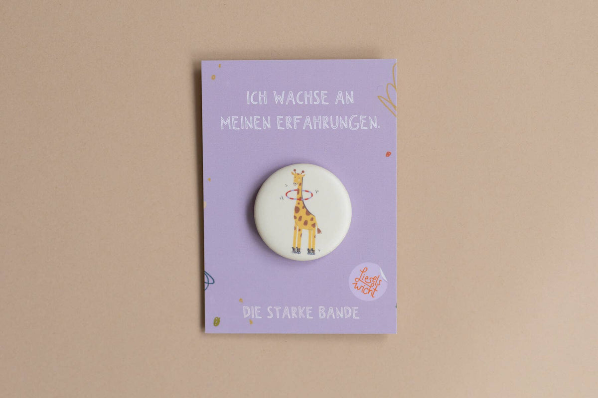 Button Giraffe Ich wachse an meinen Erfahrungen von Liesels Wicht