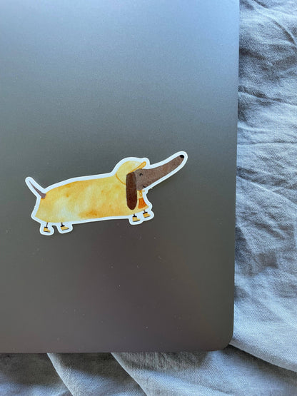 Sticker - Dackel mit Regenmantel 