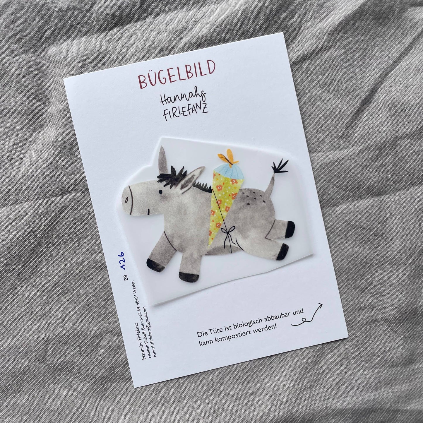 Bügelbild - Einschulung - Esel