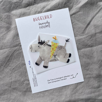 Bügelbild - Einschulung - Esel