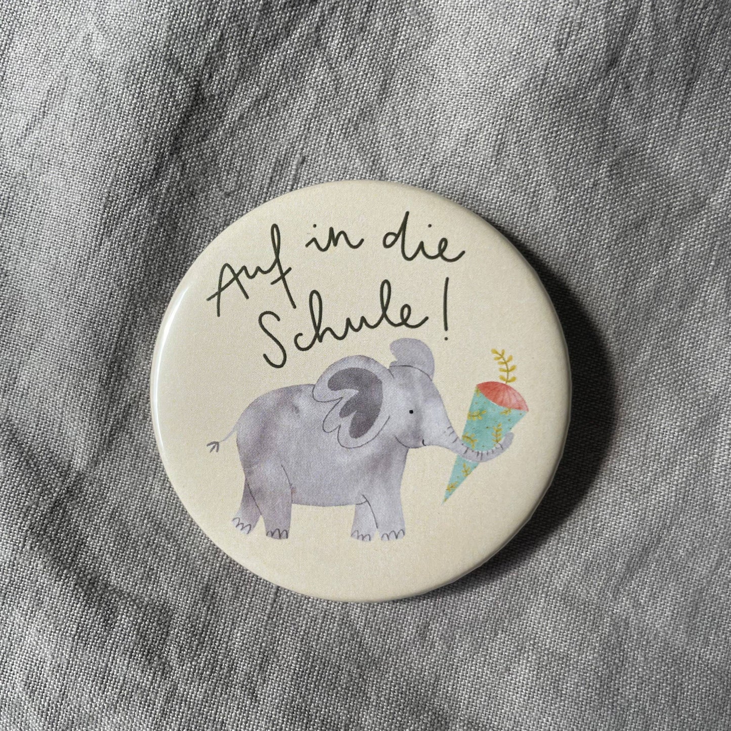 Button - Auf in die Schule - Elefant