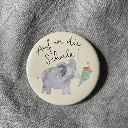 Button - Auf in die Schule - Elefant