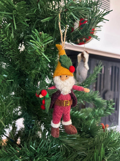 Filzanhänger - Weihnachtswichtel Gelber Hut