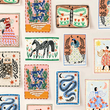 Print - Folk Vögel & Blumen