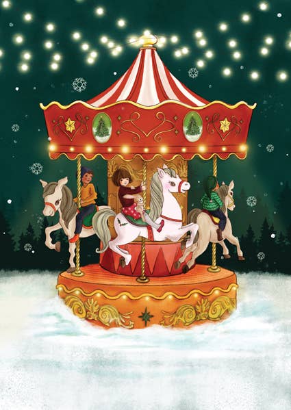 Postkarte Weihnachtskarussell von Belle & Boo A6