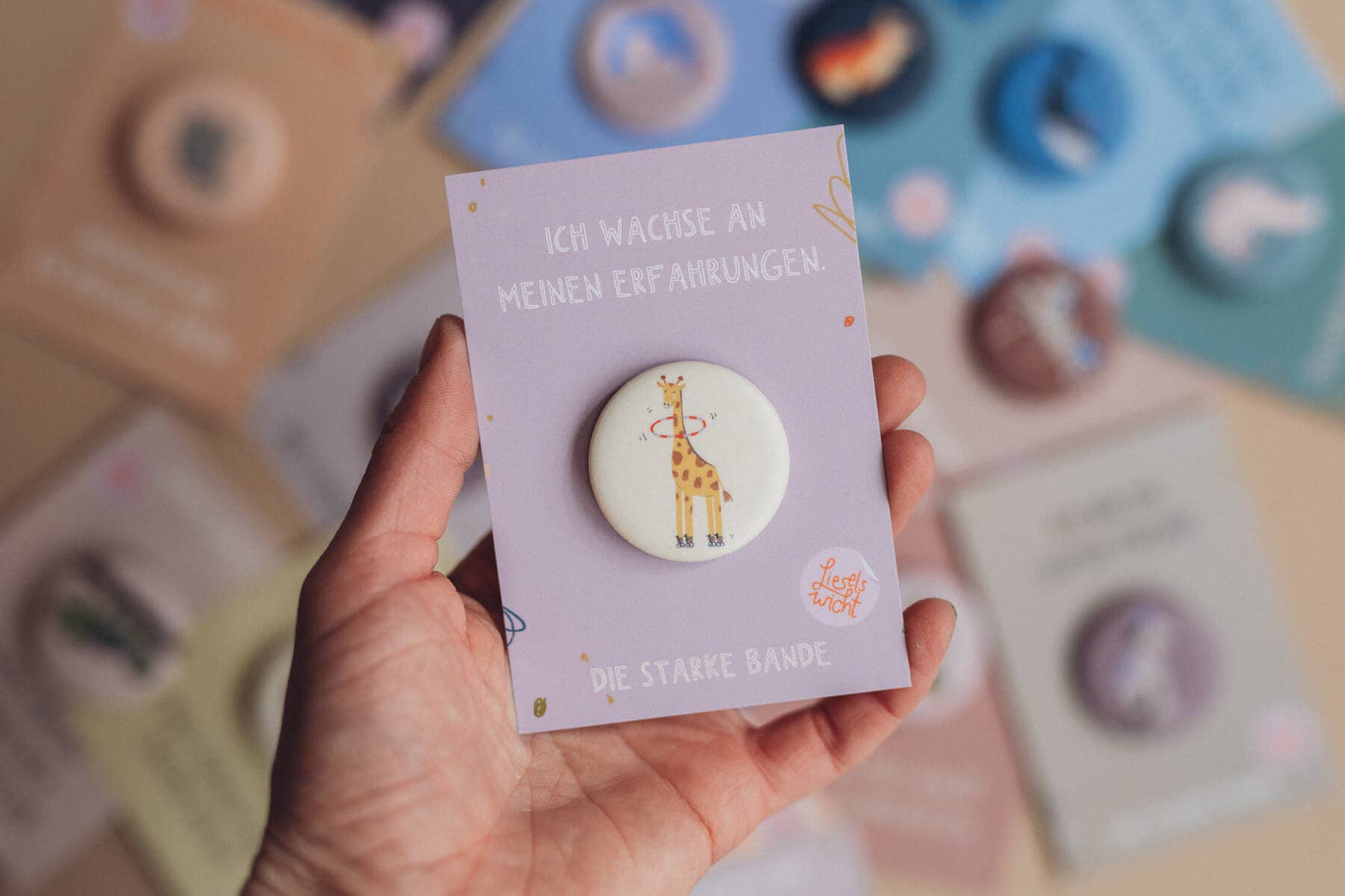 Button - Giraffe - Ich wachse an meinen Erfahrungen