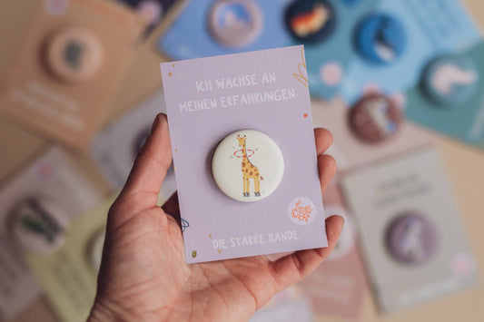 Button - Giraffe - Ich wachse an meinen Erfahrungen