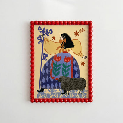 Print - Folk - Dame und das schwarze Schaf
