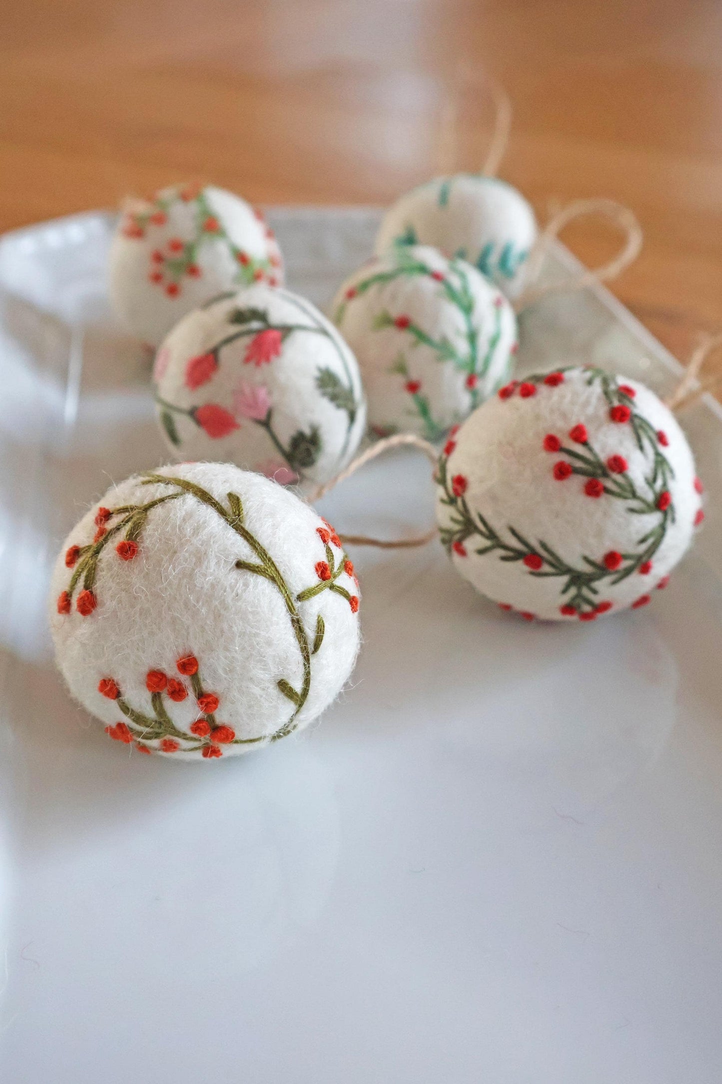 Filzdekoration - Weihnachtskugel 6er-Set