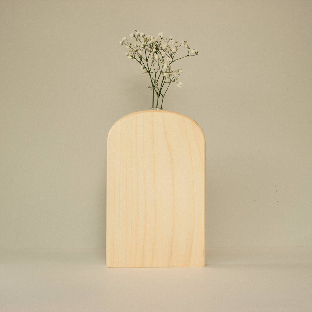 Flacher Blumenhalter Nr. 01 aus Holz von Wooden Story, 20 cm