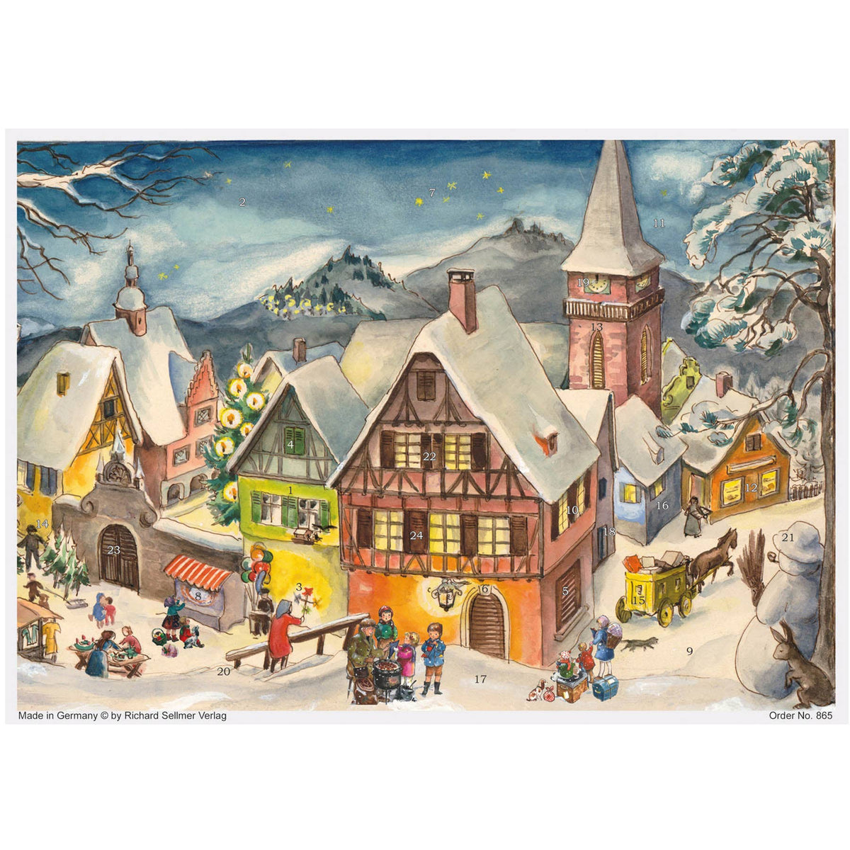 Adventskalender Verschneites Dorf von Sellmer A4