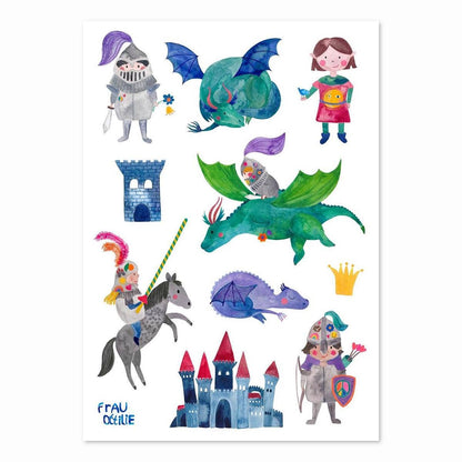 Kindertattoos - Ritter & Drachen