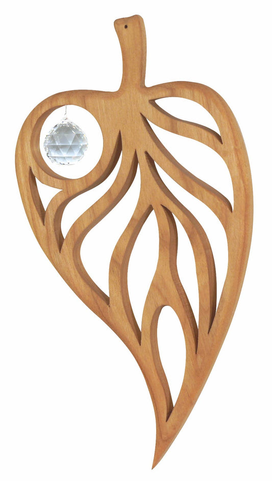 Fensterschmuck - Blatt mit Regenbogen-Kristall