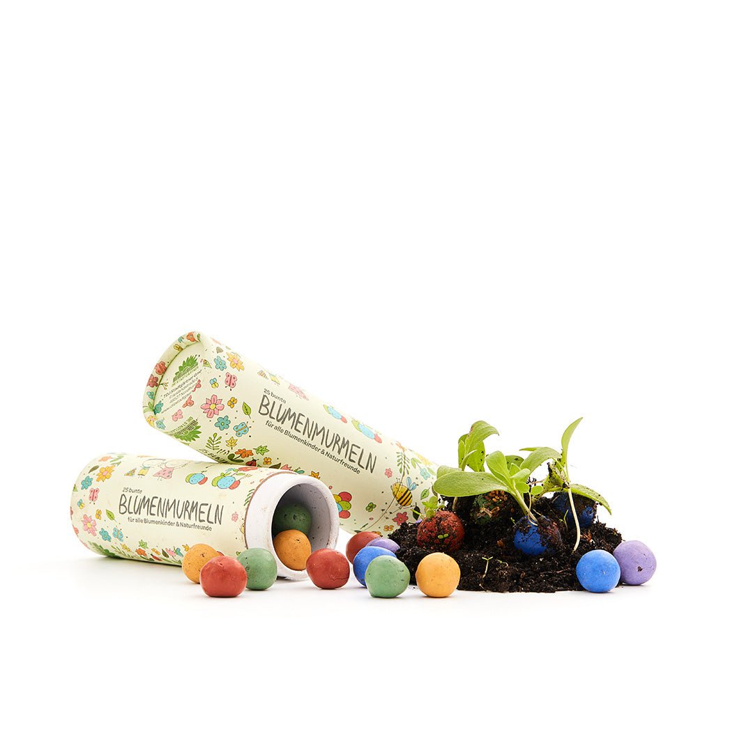 25 bunte Blumenmurmeln