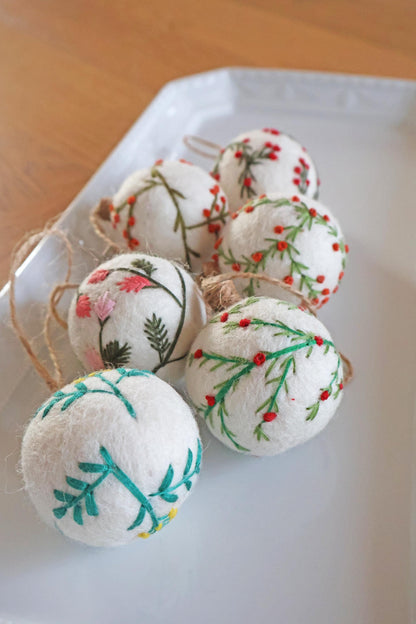 Filzdekoration - Weihnachtskugel 6er-Set