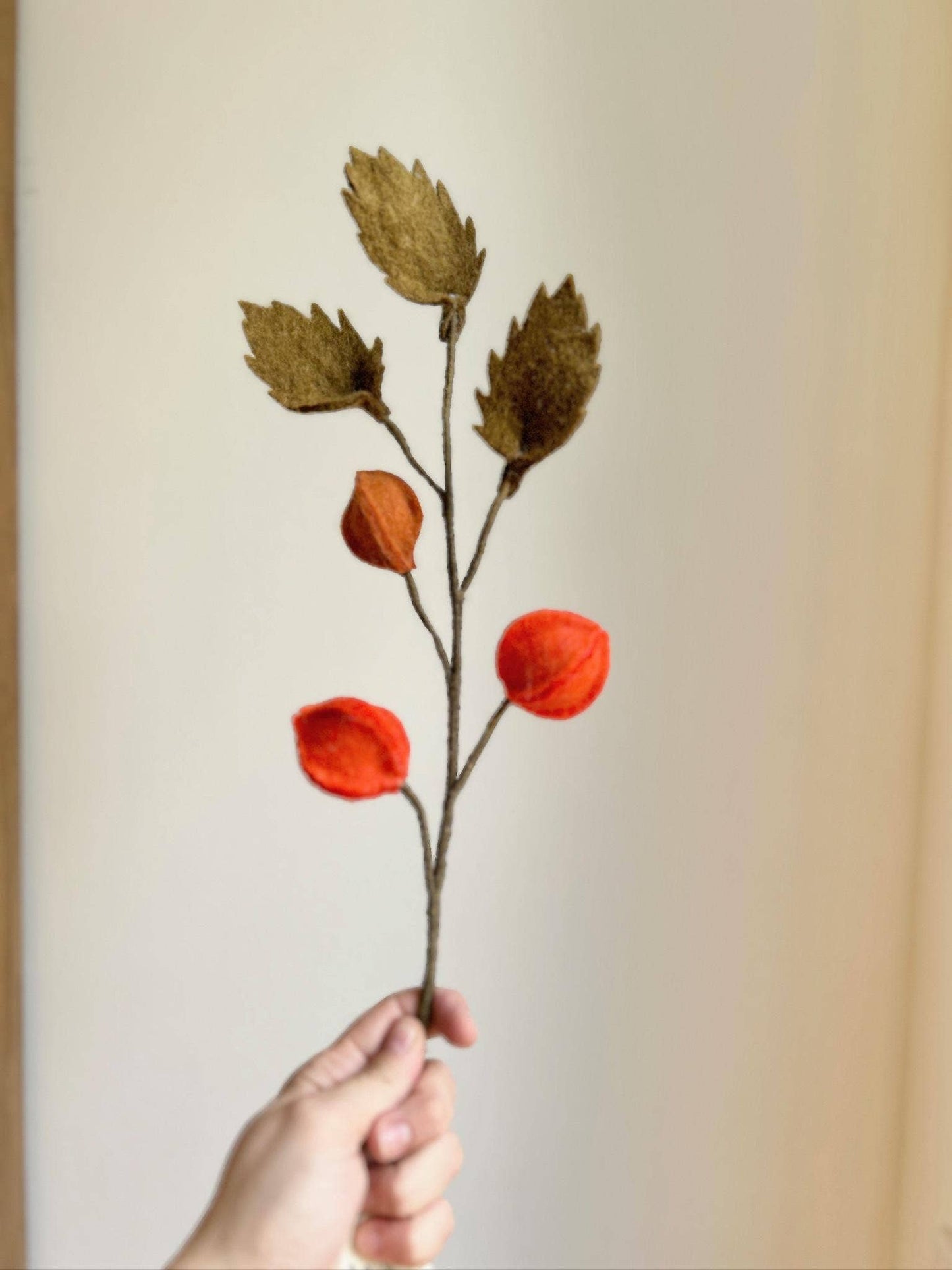 Filzdekoration - Physalis Beerenzweig
