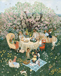 Kunstdruck Ostersonntag von Loré Pemberton: Familie mit Großmutter und Kindern feiert Ostern im Garten
