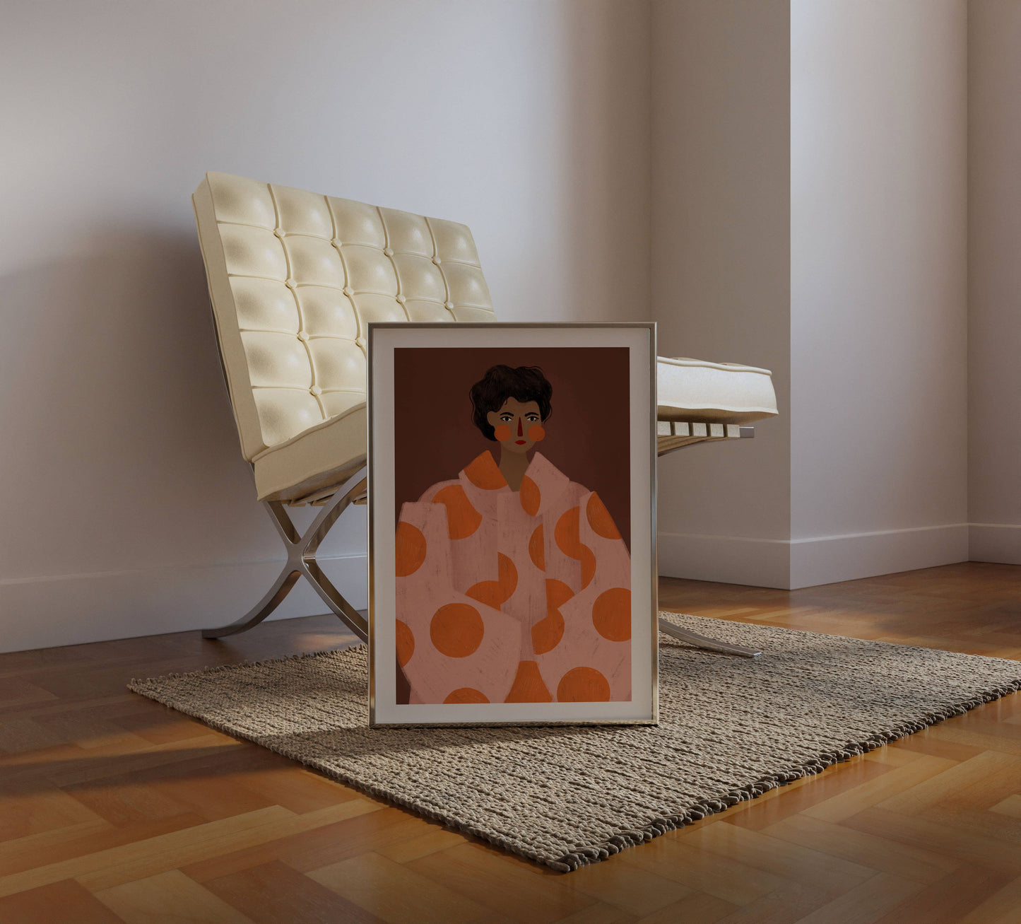 Die Frau mit den orangen Punkten - Kunstdruck A3