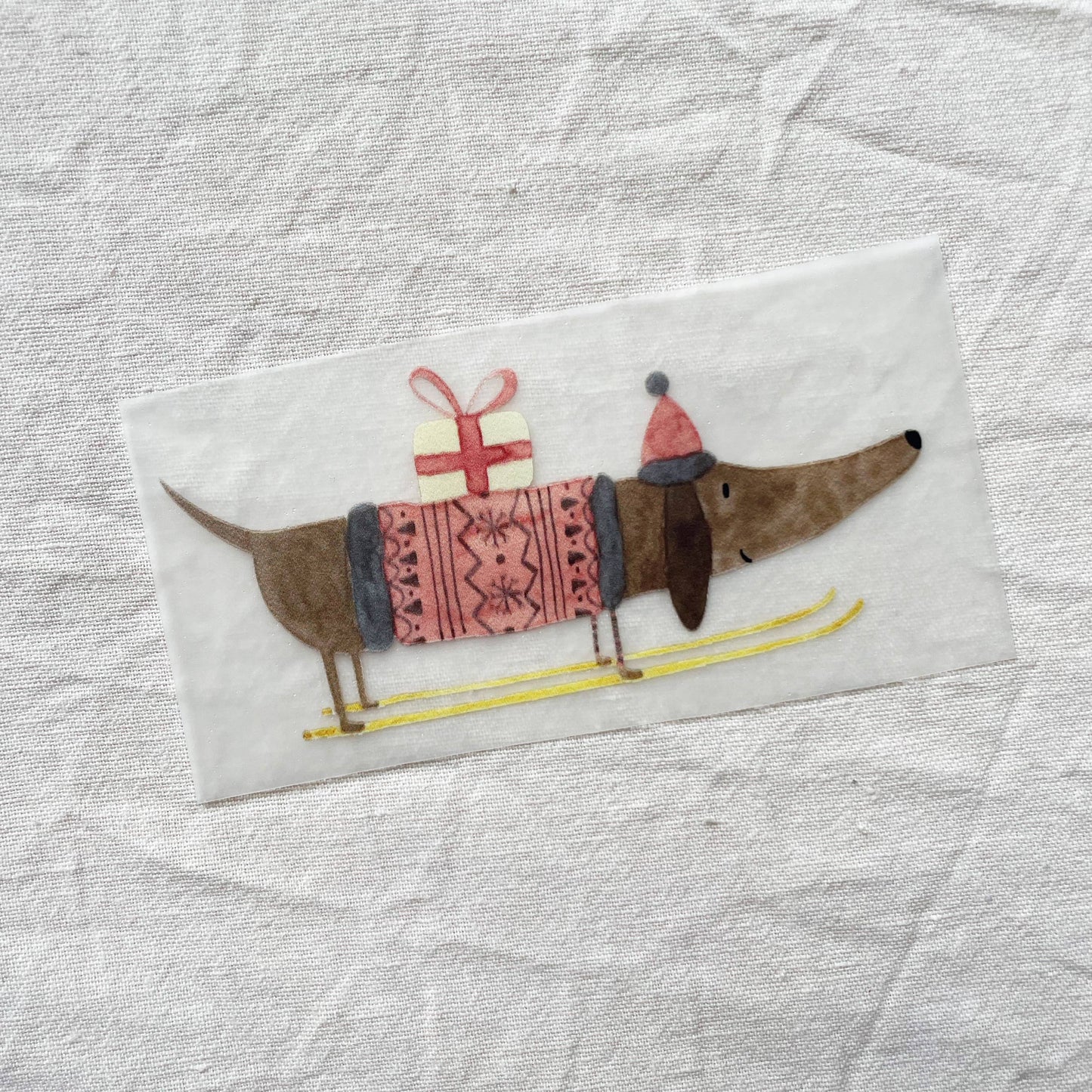Bügelbild - Weihnachts-Dackel