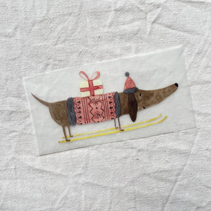 Bügelbild - Weihnachts-Dackel
