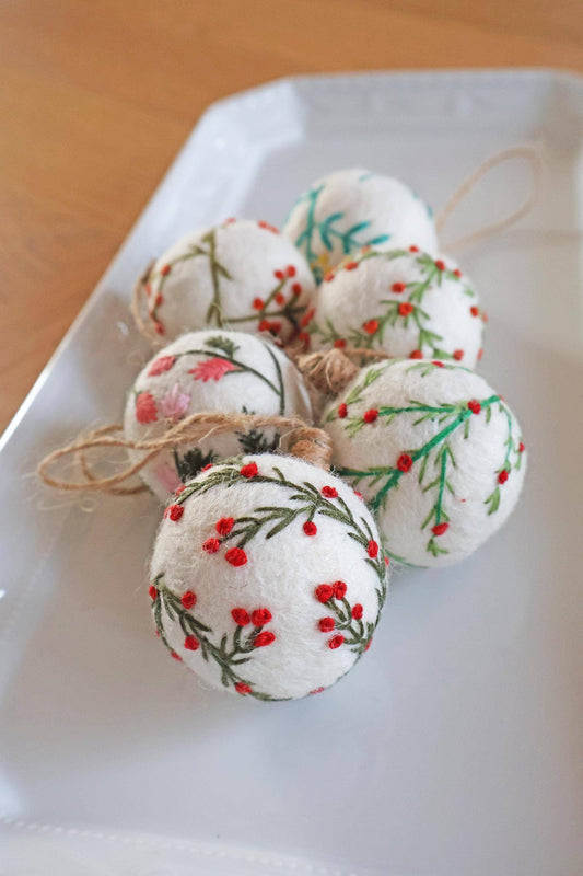 Filzdekoration - Weihnachtskugel 6er-Set