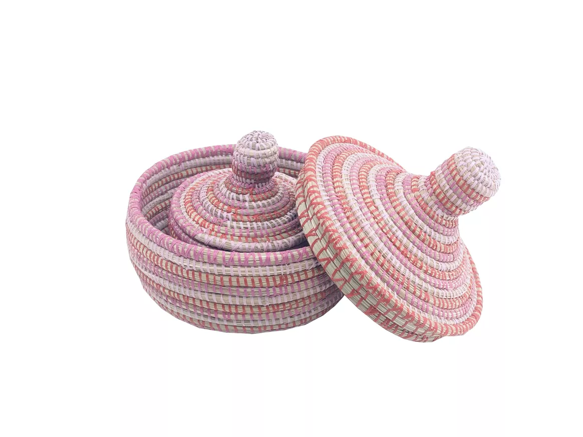 3er Set Körbchen mit Deckel - fuchsia