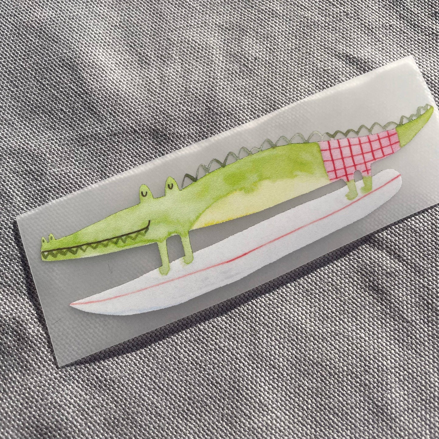 Bügelbild - Krokodil auf Surfboard