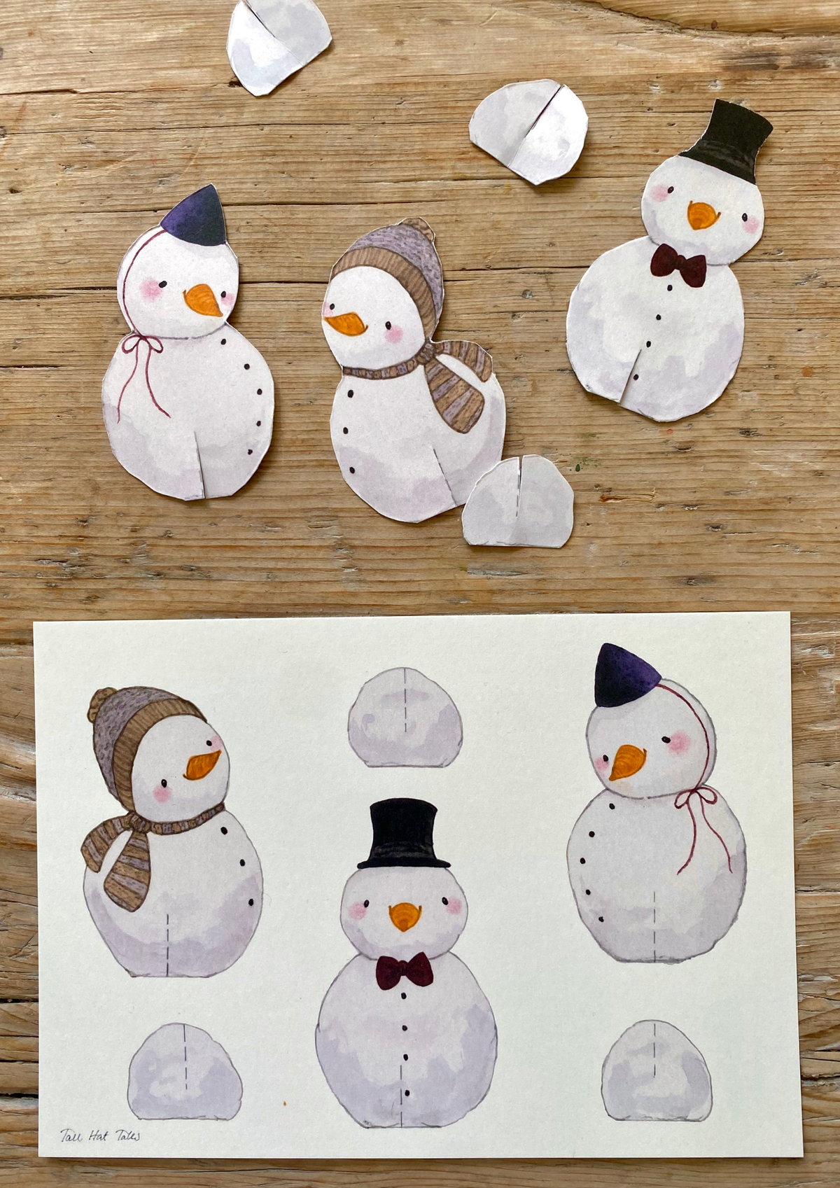 Bastelbogen 3 Schneemänner von Tall Hat Tales